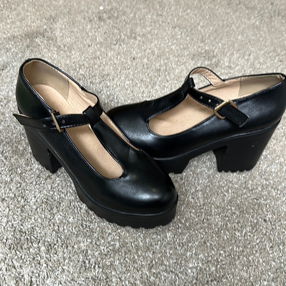 Black Platform Mary Jane Shoes